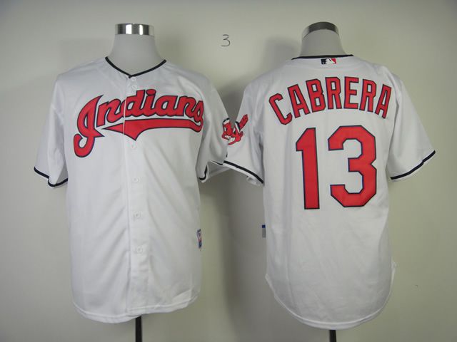 Men Cleveland Indians #13 Cabrera White MLB Jerseys